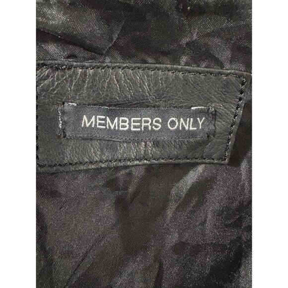 Members Only Dark Leather Bomber Jacket - Picture 2 of 8